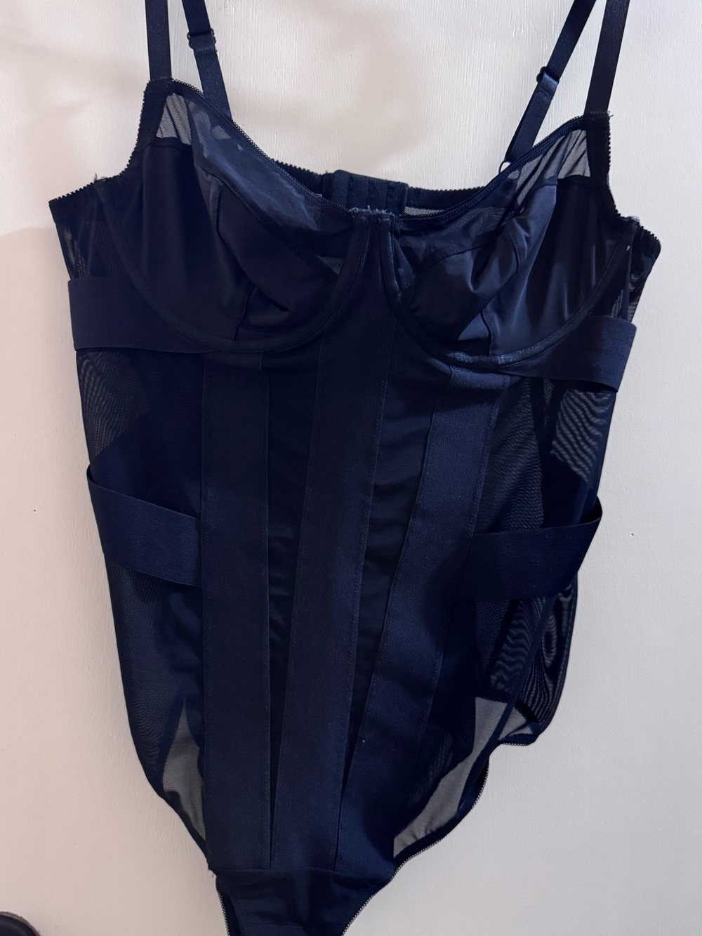 Torrid Curve Size 1 NWOT Black Sheer Panel Underwire Bodysuit - Picture 3 of 7